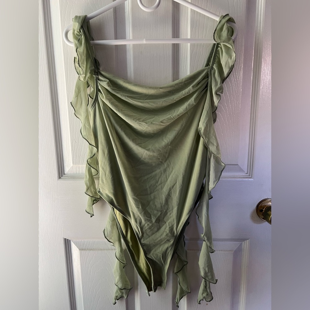 Green Ruffled Bodysuit